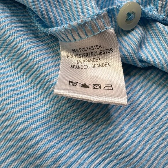 F&G Tech Mens Blue White Striped Masters Performance Golf Polo Shirt Size Large - Picture 11 of 13